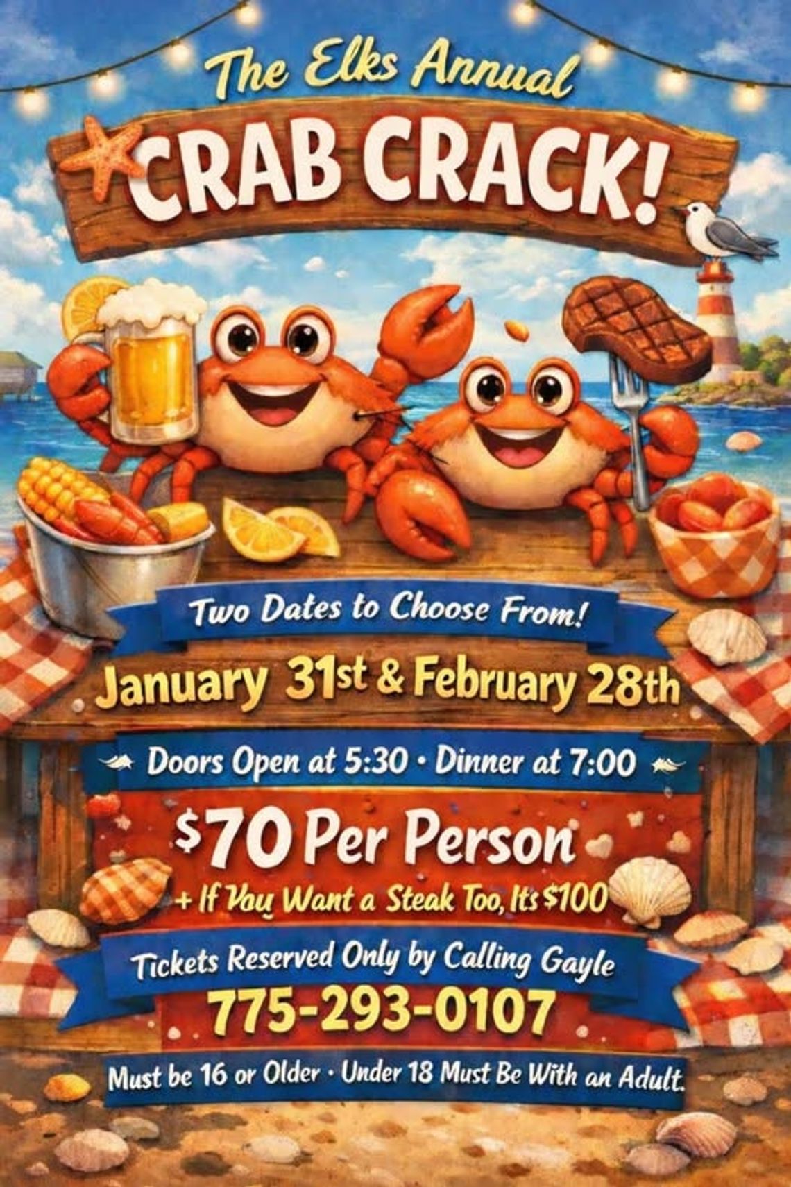 🦀 Elks Annual Crab Crack 🦀 🦀 Elks Annual Crab Crack 🦀