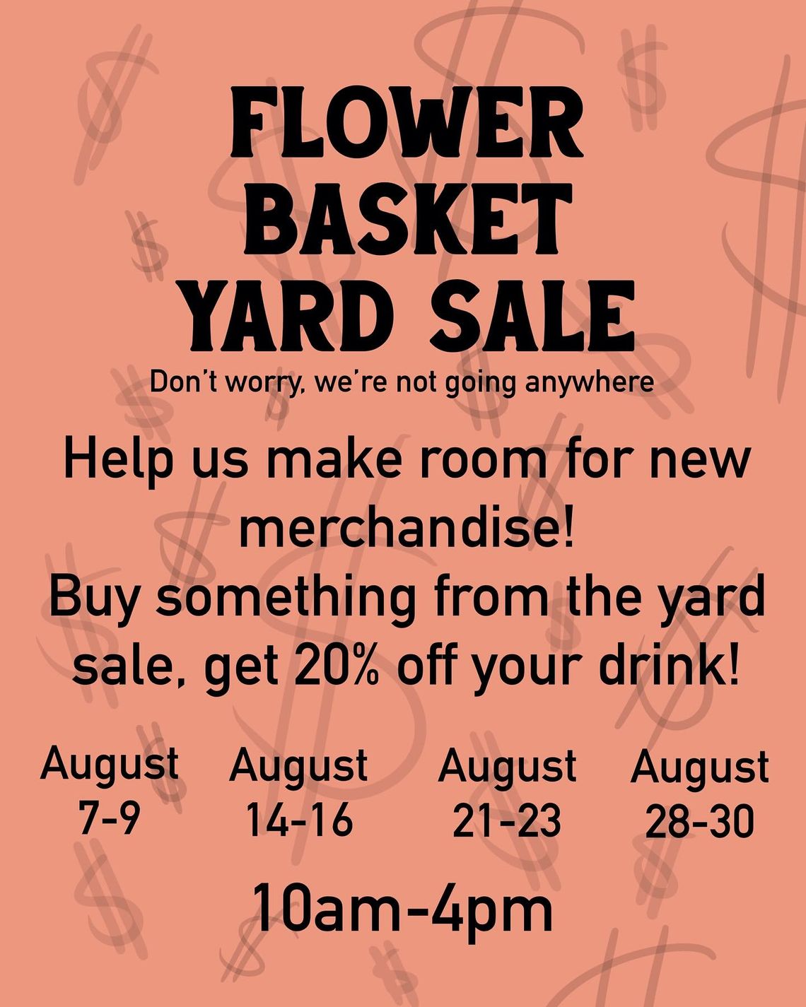 Flower Basket & Espresso Depot Yard Sale