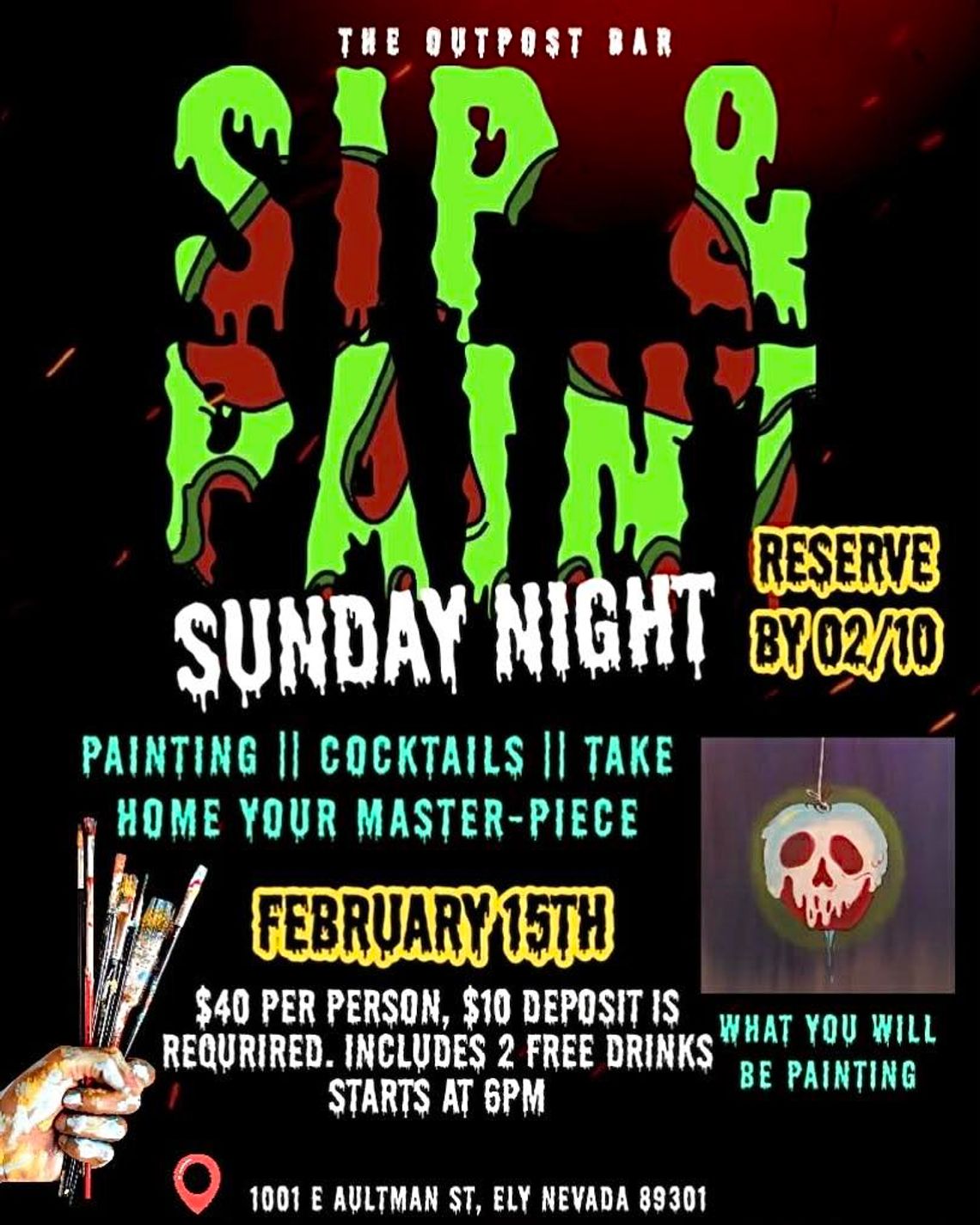 🎨🍸 Sip & Paint Night at The Outpost Bar 🍸🎨 - Sunday Night