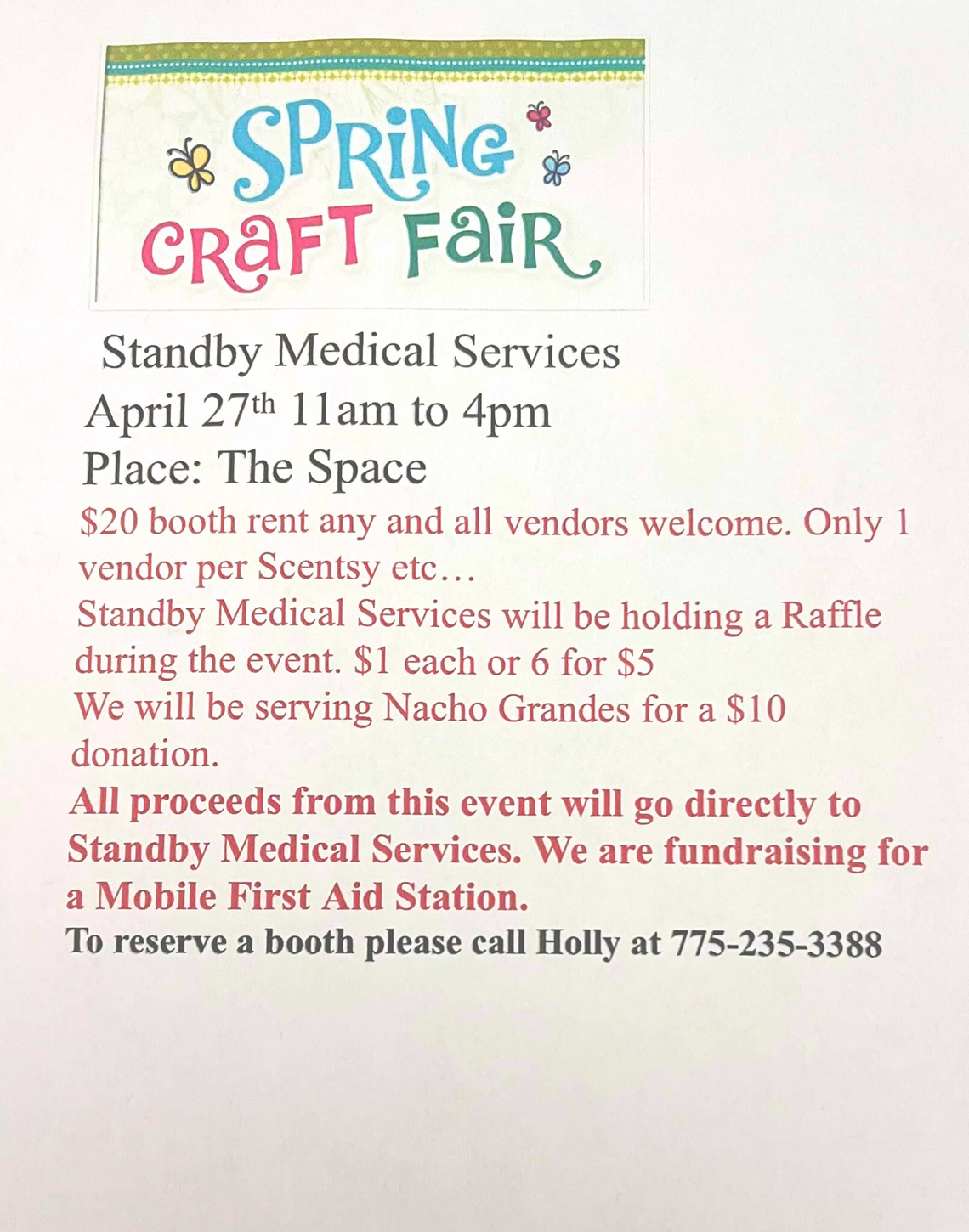 Stand By Medical Spring Craft Fair