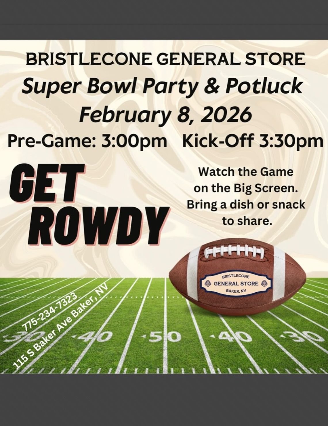 Super Bowl Party & Potluck in Baker, NV!