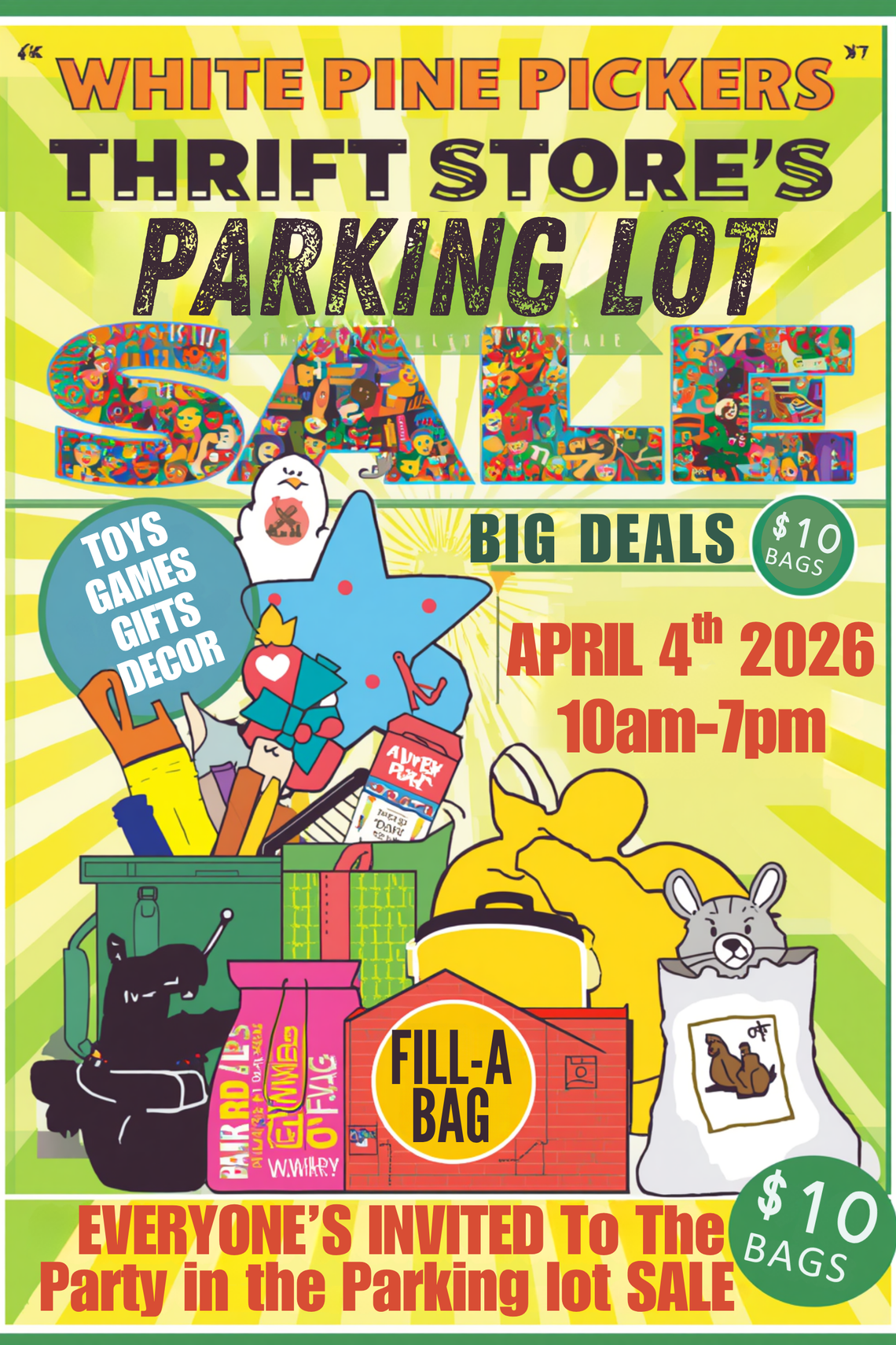 White Pine Pickers Thrift Store Parking Lot Sale